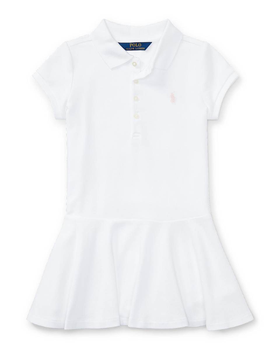 Girl's Short-Sleeve Knit Drop-Waist Polo Dress, Size 2-